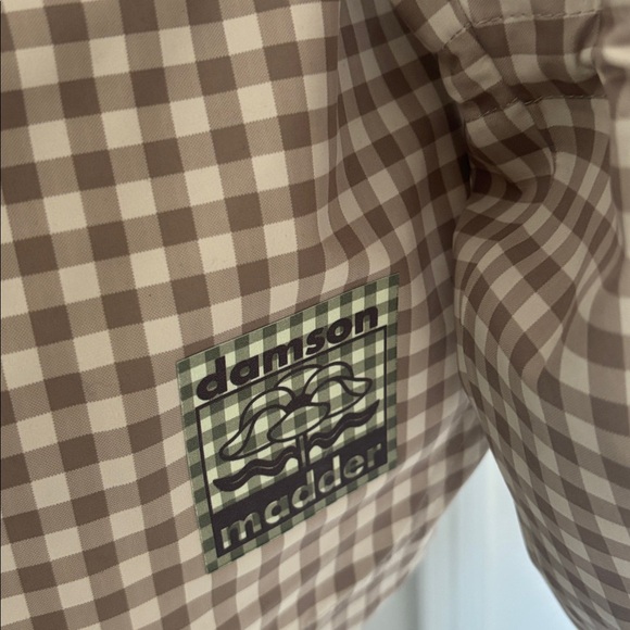 NWT Damson Madder beige rain jacket Gingham Hooded Drawstring Jacket - Check - Picture 9 of 11